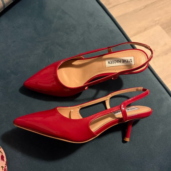 Steve Madden Shoes - Steve Madden Glossy Red Slingback Heels
